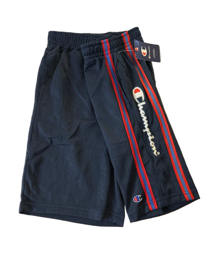 Champion Authentic Athleticwear Mesh Shorts - Blue with CHAMPION on Sides and Red-Blue-Red Ribbon