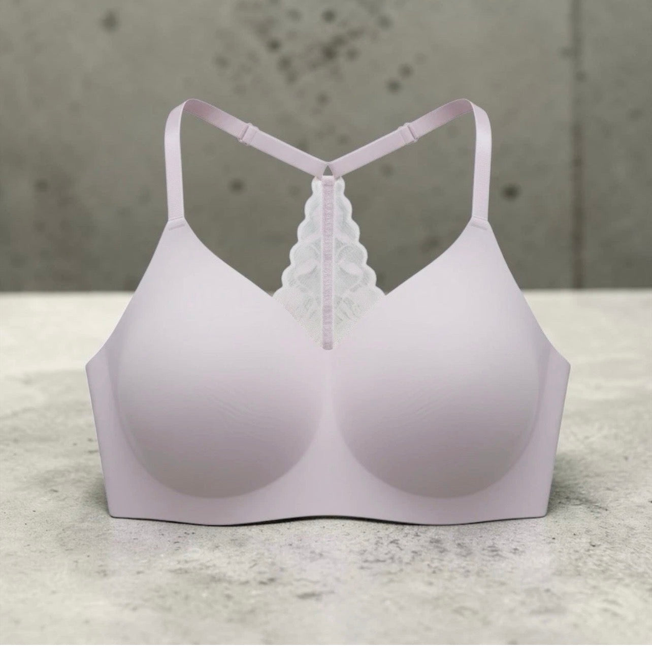 True & Co. True Everybody V-Neck Lace Racerback Bralette - Lavender XL
