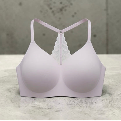 True & Co. True Everybody V-Neck Lace Racerback Bralette - Lavender XL