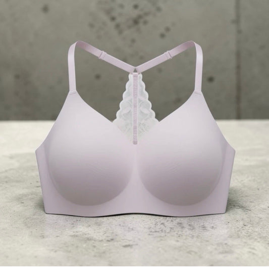 True & Co. True Everybody V-Neck Lace Racerback Bralette - Lavender XL