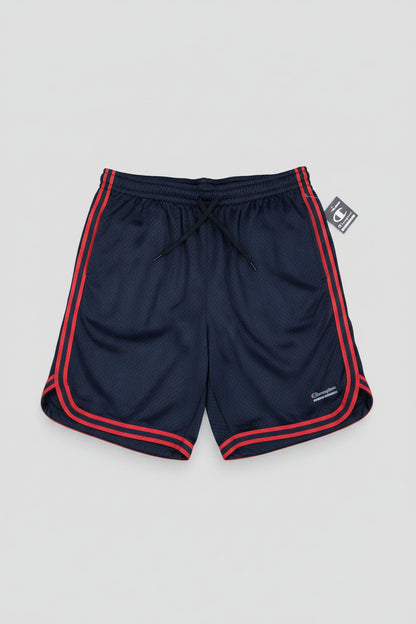 Champion Authentic Athleticwear Mesh Shorts - Blue with Red-Blue-Red Ribbon Along Leg Bottom
