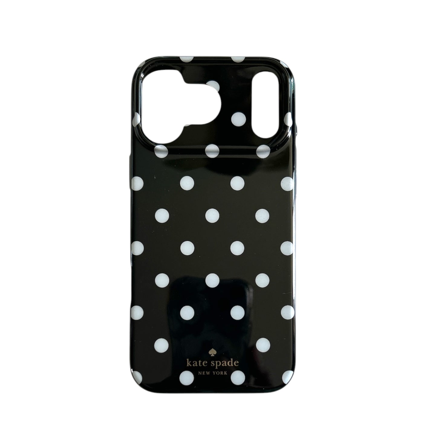 Kate Spade New York iPhone 17 Pro Max Case - White Polka Dots Black - MagSafe Compatible