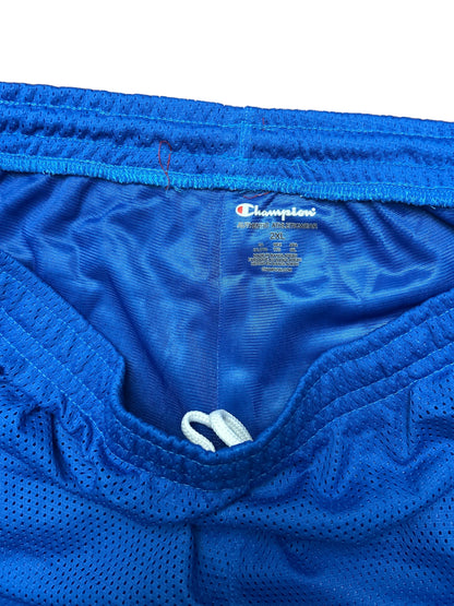Champion Authentic Athleticwear Mesh Shorts - Light Blue with Red Ribbon and C Champion Logo