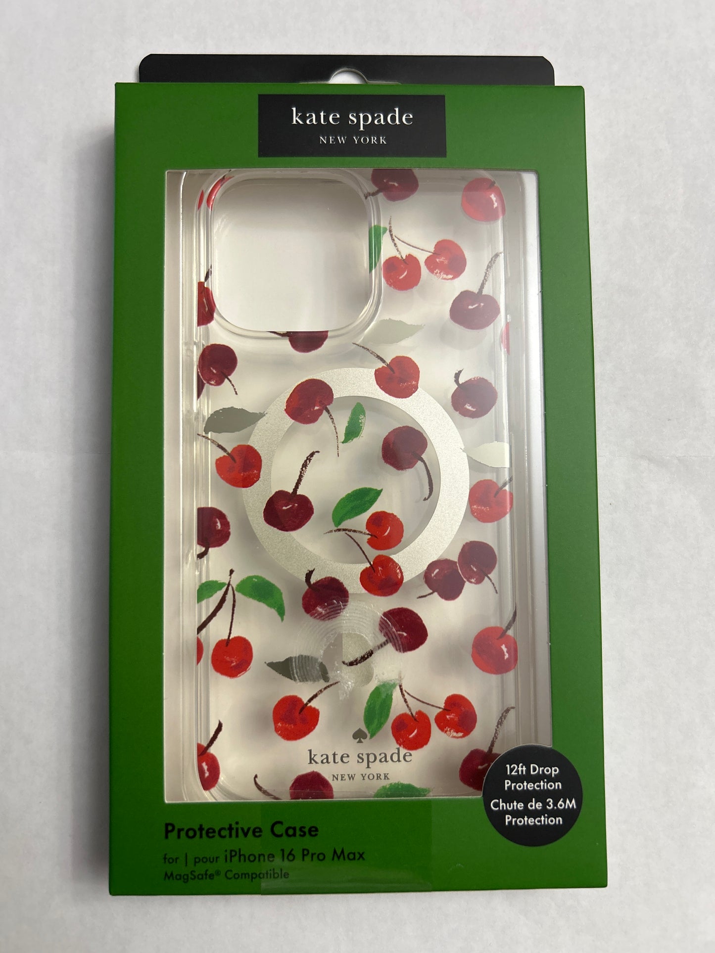 Kate Spade New York iPhone 16 Pro Max Case - Cherries Foliage - MagSafe Compatible