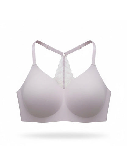 True & Co. True Everybody V-Neck Lace Racerback Bralette - Lavender XL