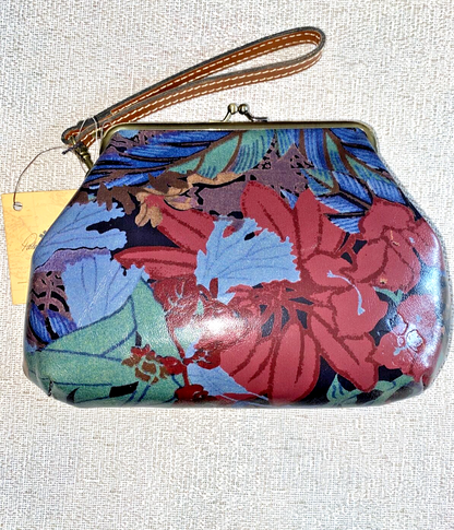 Patricia Nash Blue Forest Hand-Bag Wristlet Savena 100% Authentic Leather CUTE!