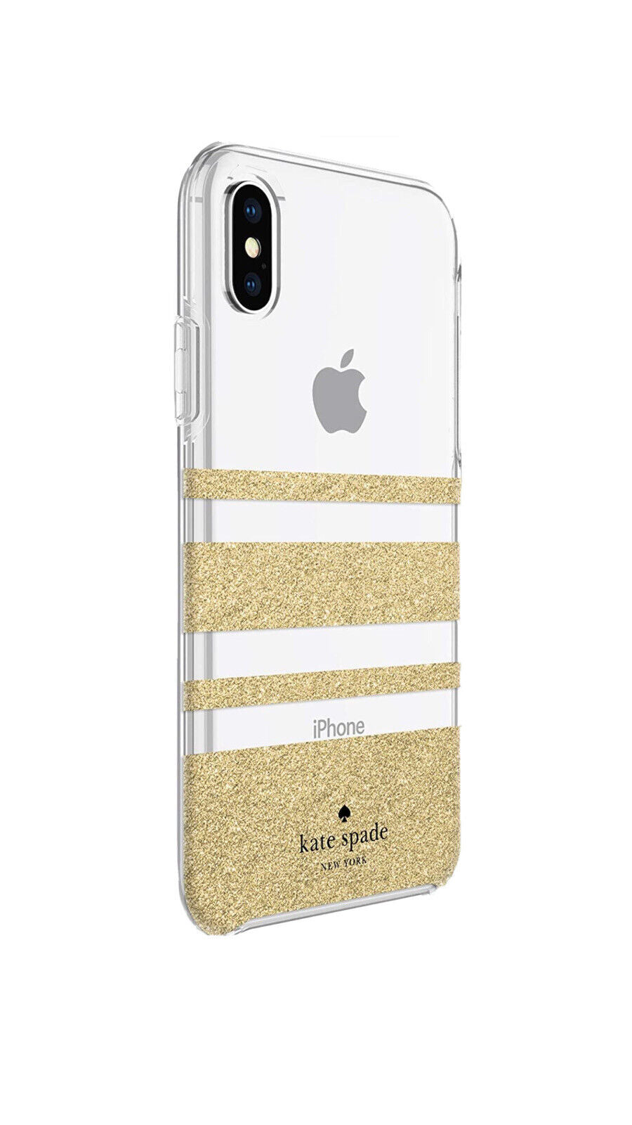 Kate Spade NY Charlotte Gold Stripes Case Apple iPhone XS MAX Gold Glitter NEW