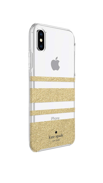 Kate Spade NY Charlotte Gold Stripes Case Apple iPhone XS MAX Gold Glitter NEW