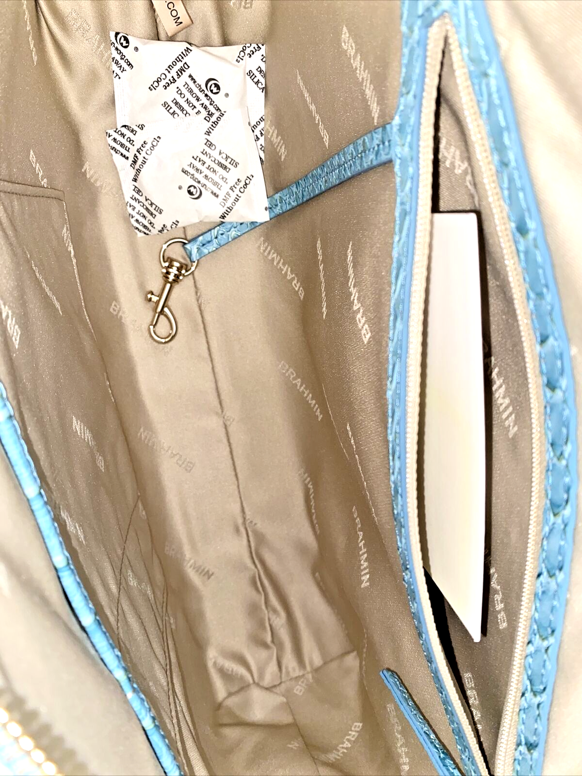 Brahmín Tabitha Limeade Rivers Genuine Leather~ LIGHT BLUE & GREEN~NEW~UNIQUE!