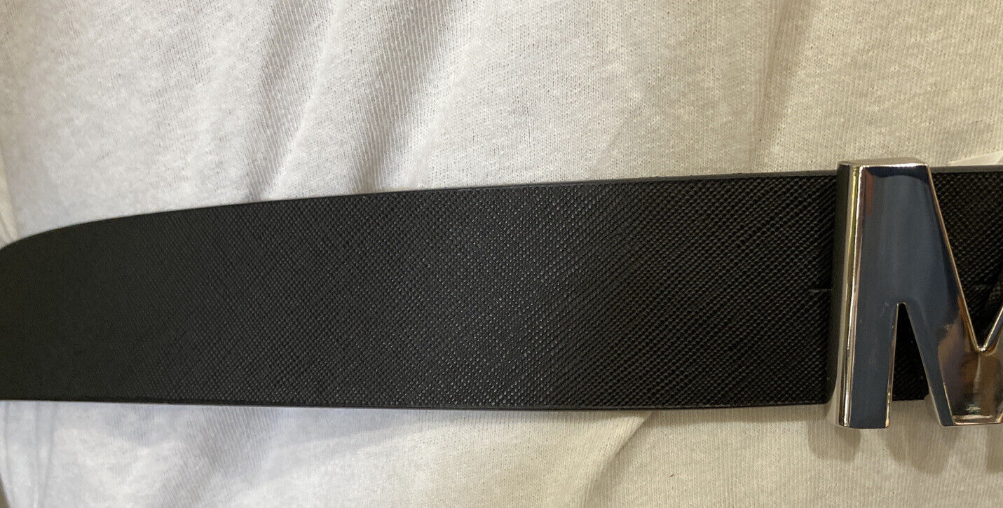 Michael Kors Belt Reversible Black MK Mini Logo To Brown MK Silver Buckle