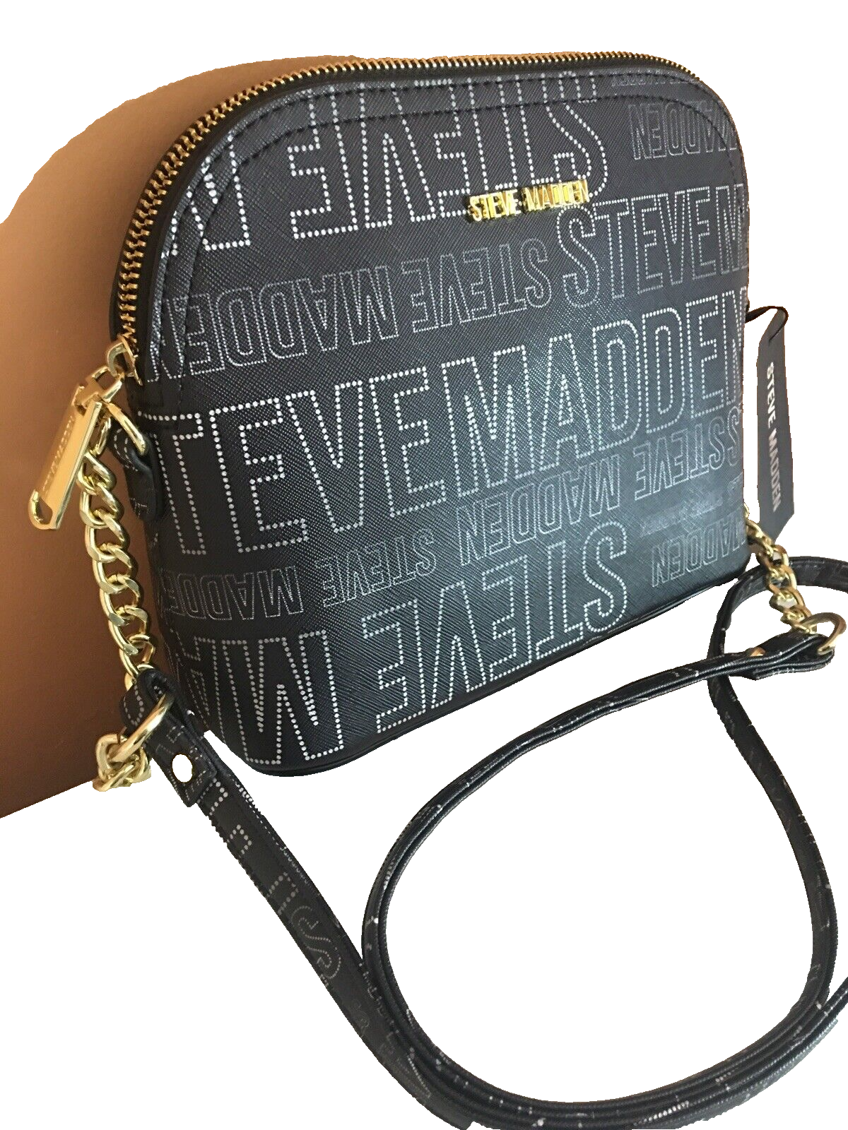 Steve Madden Handbag BMarilyn Black&White Logo Printed Crossbody  NEW