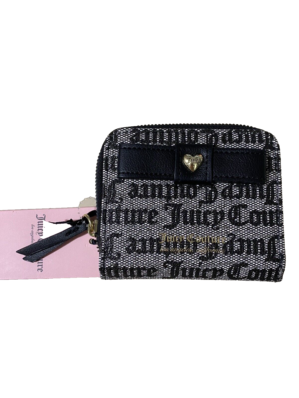 JUICY COUTURE GOTHIC PEEK A BOW SMALL ZIP AROUND WALLET FOLD OVER-UNIQUE!!