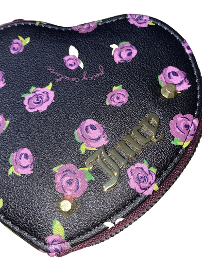 JUICY COUTURE BLOOM AT NIGHT BLACK HEART SHAPED COIN PURSE