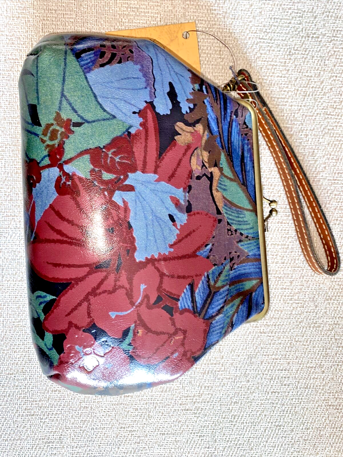 Patricia Nash Blue Forest Hand-Bag Wristlet Savena 100% Authentic Leather CUTE!