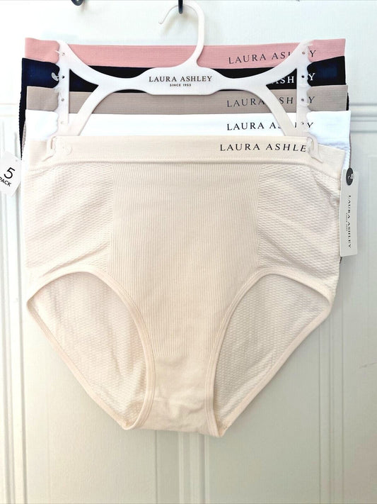 LAURA ASHLEY~5 Pack FIT PANTIES~MULTICOLOR~STYLE # LS4062~PLUS SIZES~GREAT FIT!
