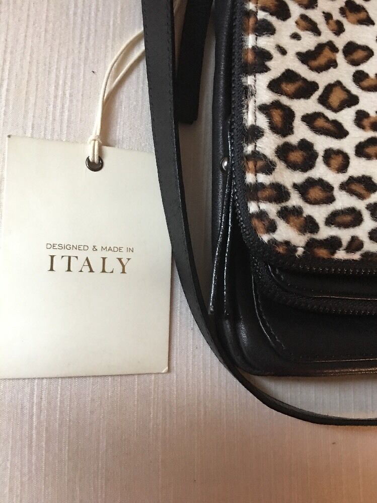 IL DUCA DESIGNED & MADE IN ITALY HANDBAG 👜 BLACK CHEETAH HAIR CALF NEW