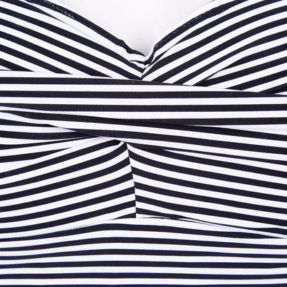 NIP TUCK BOND EYE ONE PIECE SWIMSUIT Sweetheart Shirred Maillot Black/White US10