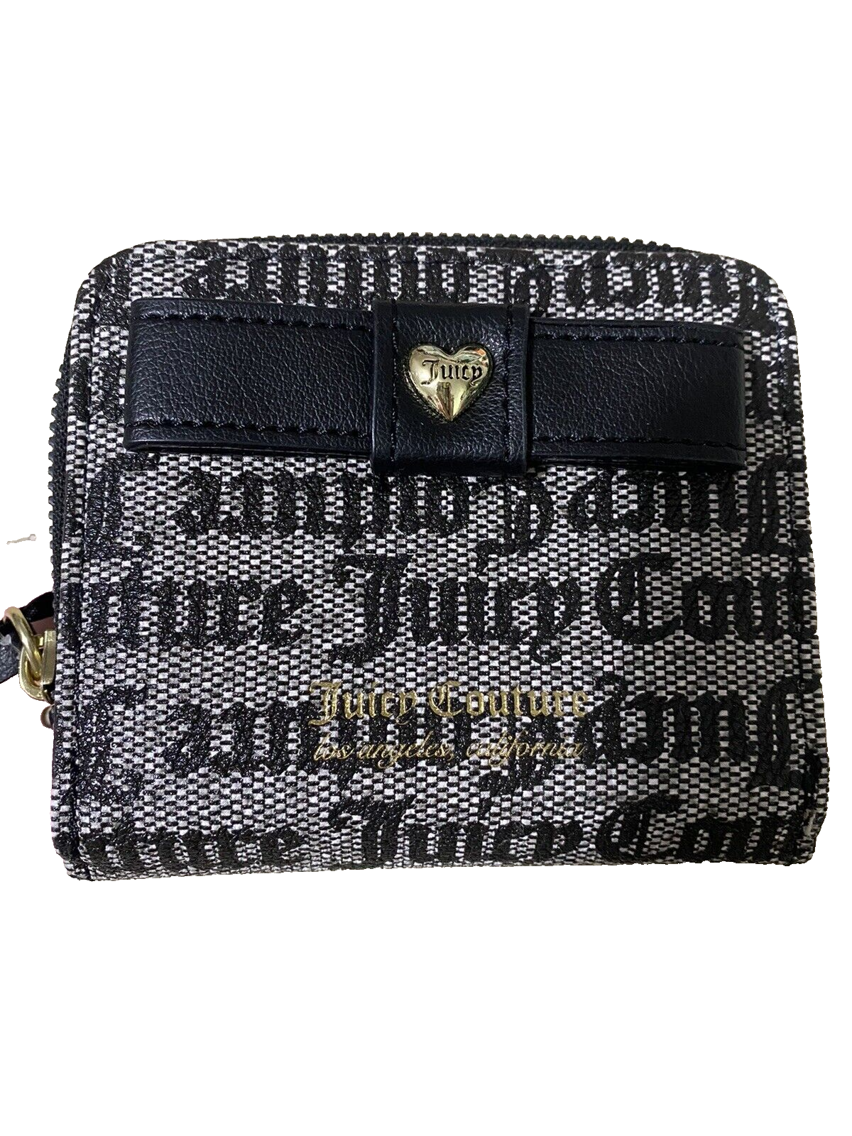 JUICY COUTURE GOTHIC PEEK A BOW SMALL ZIP AROUND WALLET FOLD OVER-UNIQUE!!