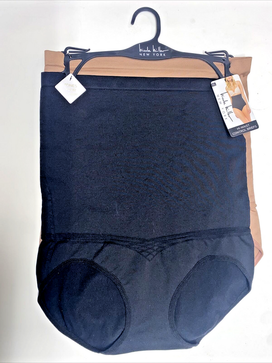 NICOLE MILLER~2 Pk~Hi-Waist Control Brief~SHAPES & CONTOURS~STYLE NM7730~Sze. XL