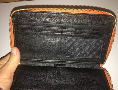 STEVE MADDEN WALLET WRISTLET CORAL SMOOTH TEXTURED GOLD ZIPPER
