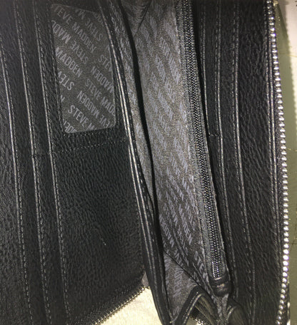 STEVE MADDEN WALLET WRISTLET MULTI BLACK/WHITE SMOOTH TEXTURED