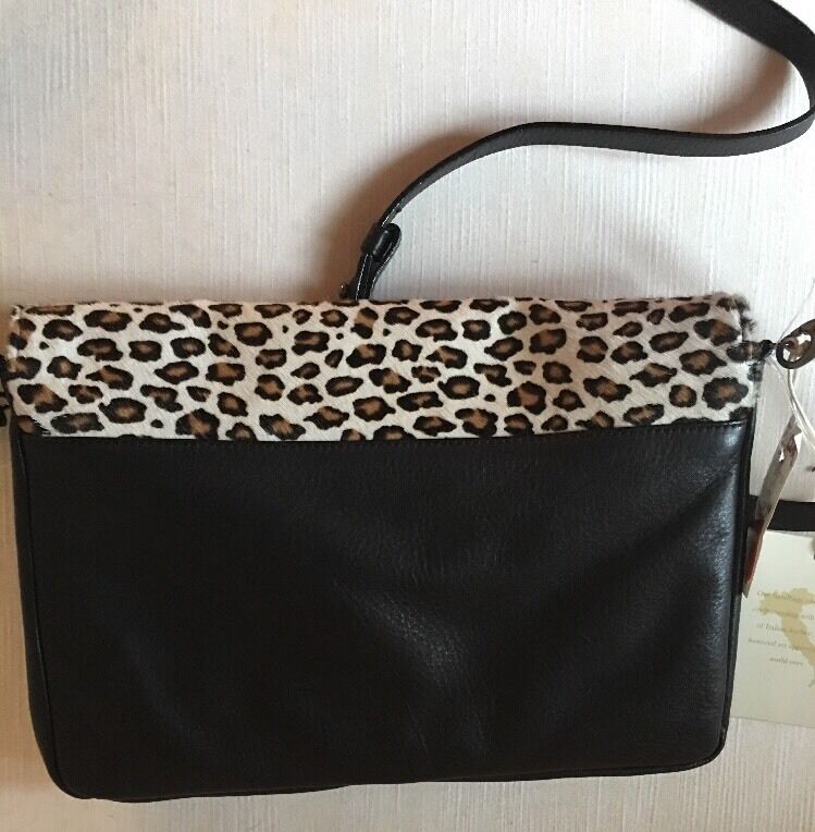 IL DUCA DESIGNED & MADE IN ITALY HANDBAG 👜 BLACK CHEETAH HAIR CALF NEW