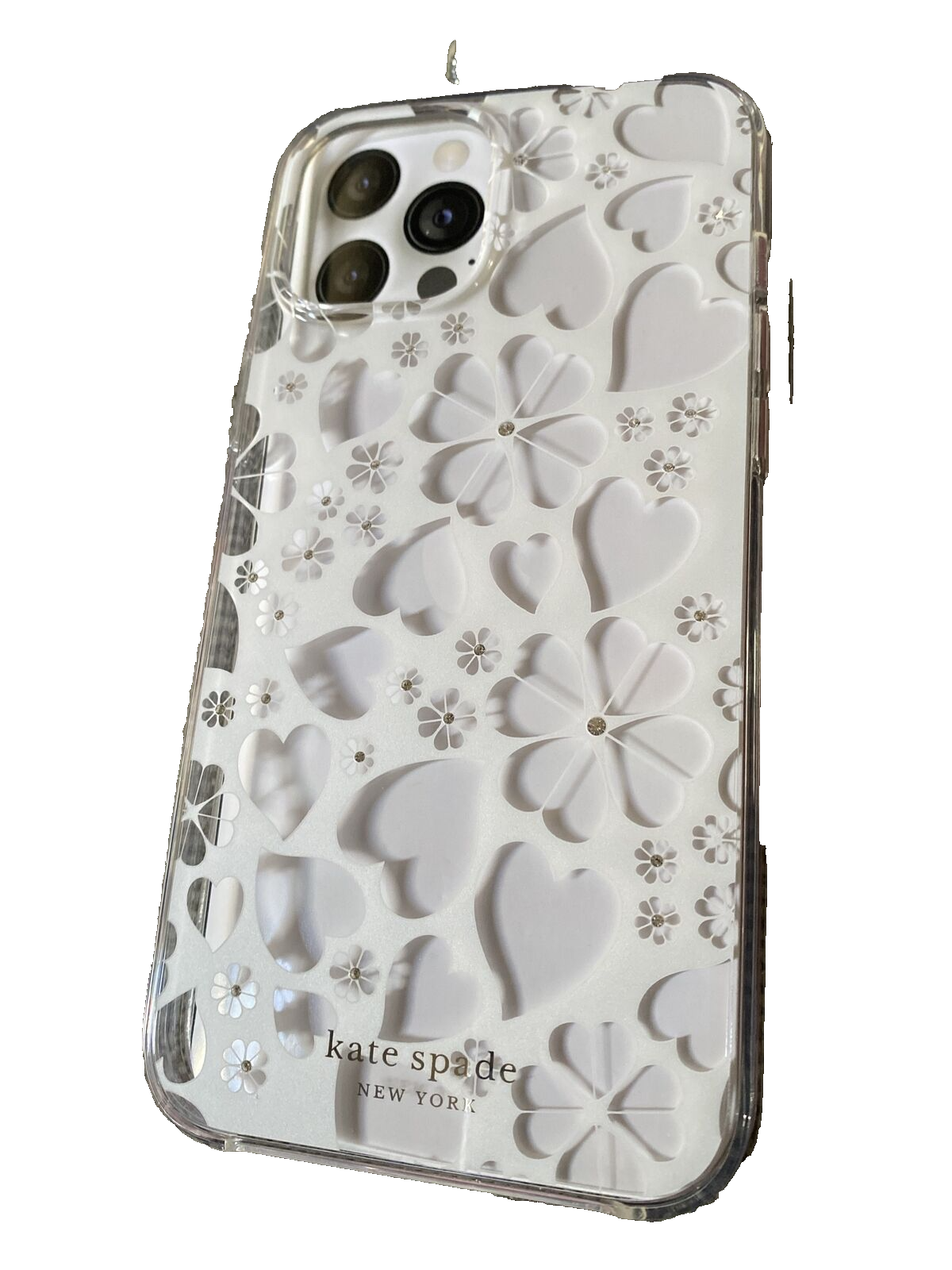 Kate Spade Phone Case iPhone For 12 Pro Max Heart & Flowers- White