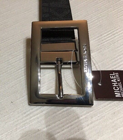 MICHAEL KORS BELT REVERSIBLE BLACK TO BROWN RECTANGULAR SILVER BUCKLE NICE!!!!