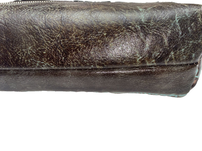 Patricia Nash Valerie Turquoise Tooled Leather Fold Over Clutch Wristlet New