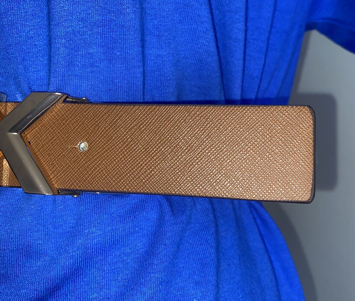 Michael Kors Belt Vanilla/Luggage Reversible Printed MK Logo and Buckle SMALL