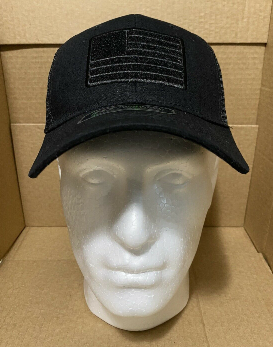 Highland Tactical Hat Black With US Flag Snap Adjustable Go USA!!!
