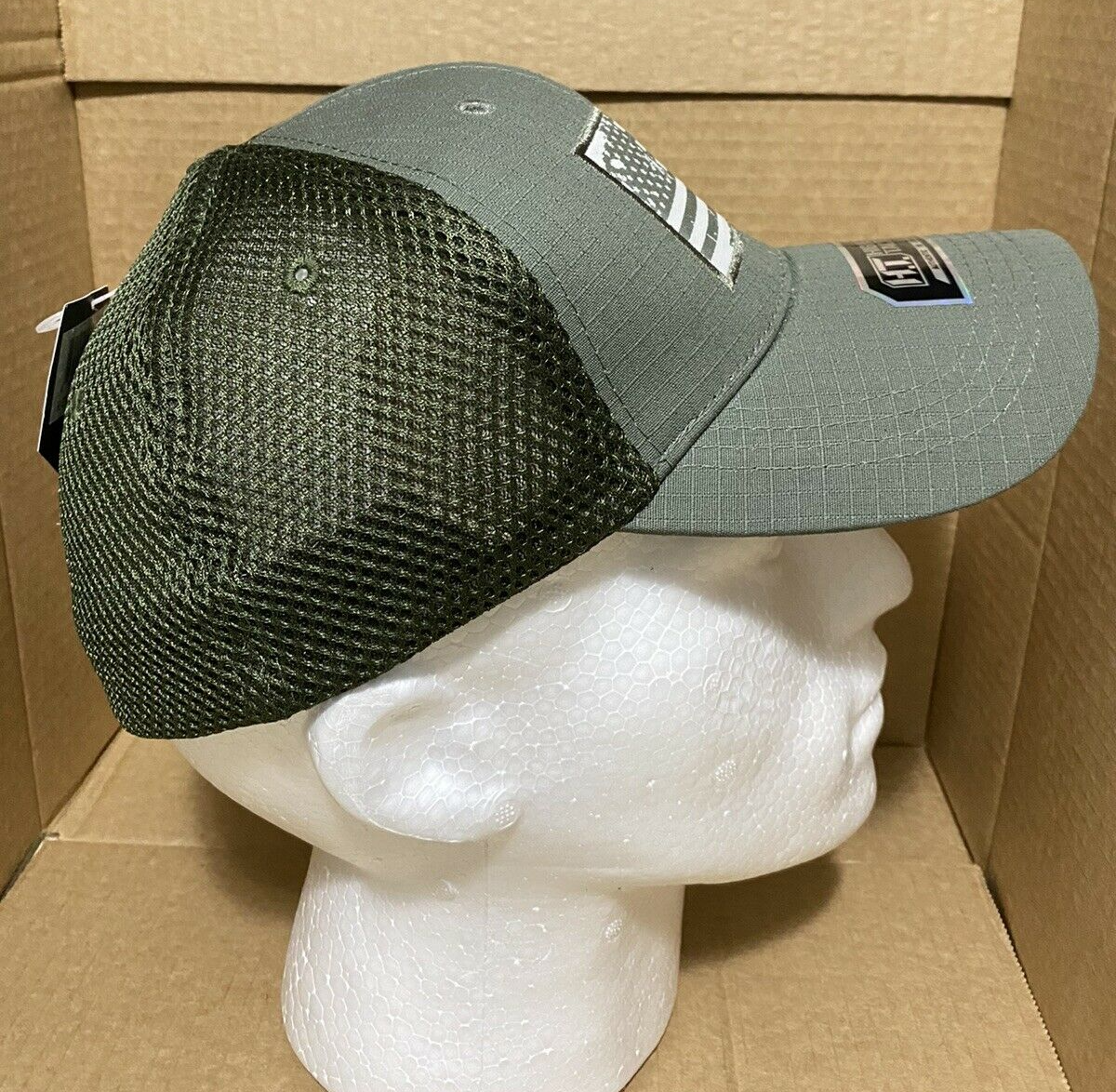 Highland Tactical Hat Khaki Green With Distressed American Flag