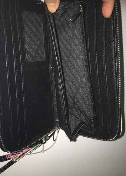 STEVE MADDEN WALLET WRISTLET BLACK FLORAL Zip Around Organizer
