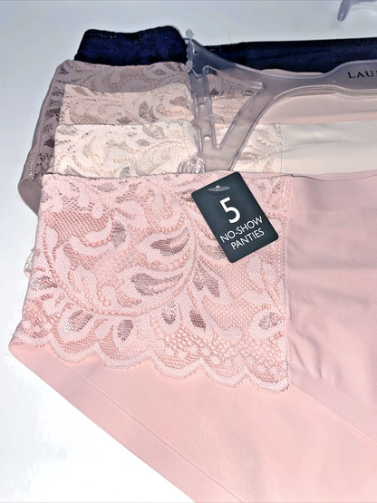 Laura Ashley LACE Hipster Panties Sma~5Pk SEXY Multicolor~ \Style LA9527~NO SHOW