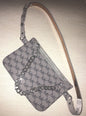 MICHAEL KORS Fanny Pack Belt Grey Multi MK Logo Silver Chain CLASSIC STYLE!!