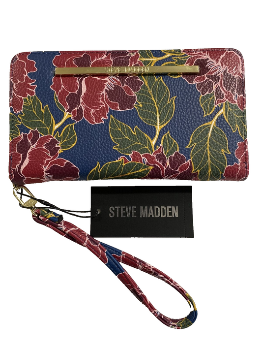 STEVE MADDEN WALLET WRISTLET FLORAL BLUE MULTI-COLORED FLORAL BEAUTIFUL!!!!