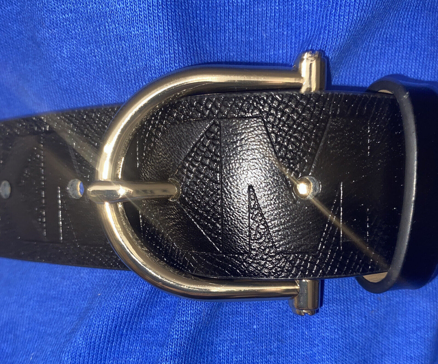 MICHAEL KORS BELT BLACK LEATHER WITH STAMPED MK LOGO GOLD BUCKLE UNIQUE