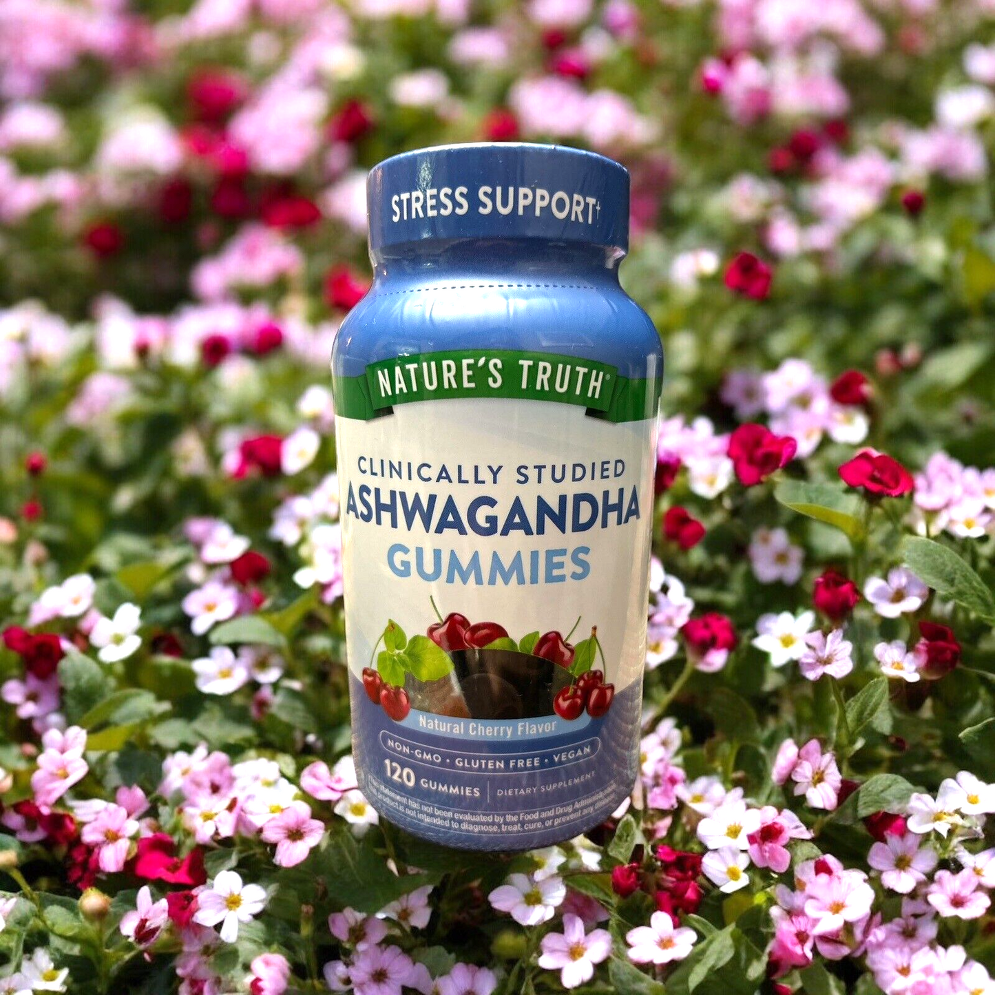 Nature's Truth~Ashwagandha Gummies 300 mg 120 ct~Natural Cherry Flavor~NON GMO~