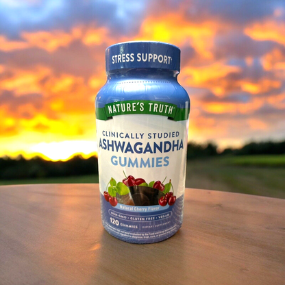 Nature's Truth~Ashwagandha Gummies 300 mg 120 ct~Natural Cherry Flavor~NON GMO~
