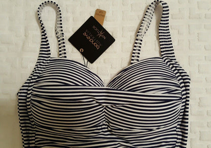 NIP TUCK BOND EYE ONE PIECE SWIMSUIT Sweetheart Shirred Maillot Black/White US 8