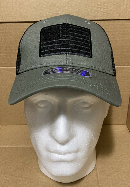 Highland Tactical Hat Khaki Green With Black American Flag