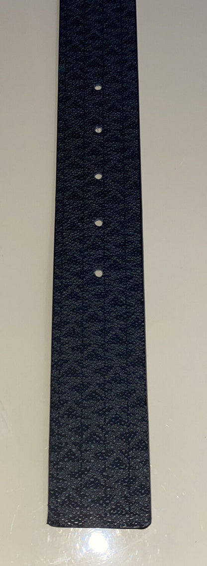 MICHAEL KORS BELT BLACK WITH MK PRINTED LOGO WITH MEDIUM SILVER MK CIRCLE BUCKLE
