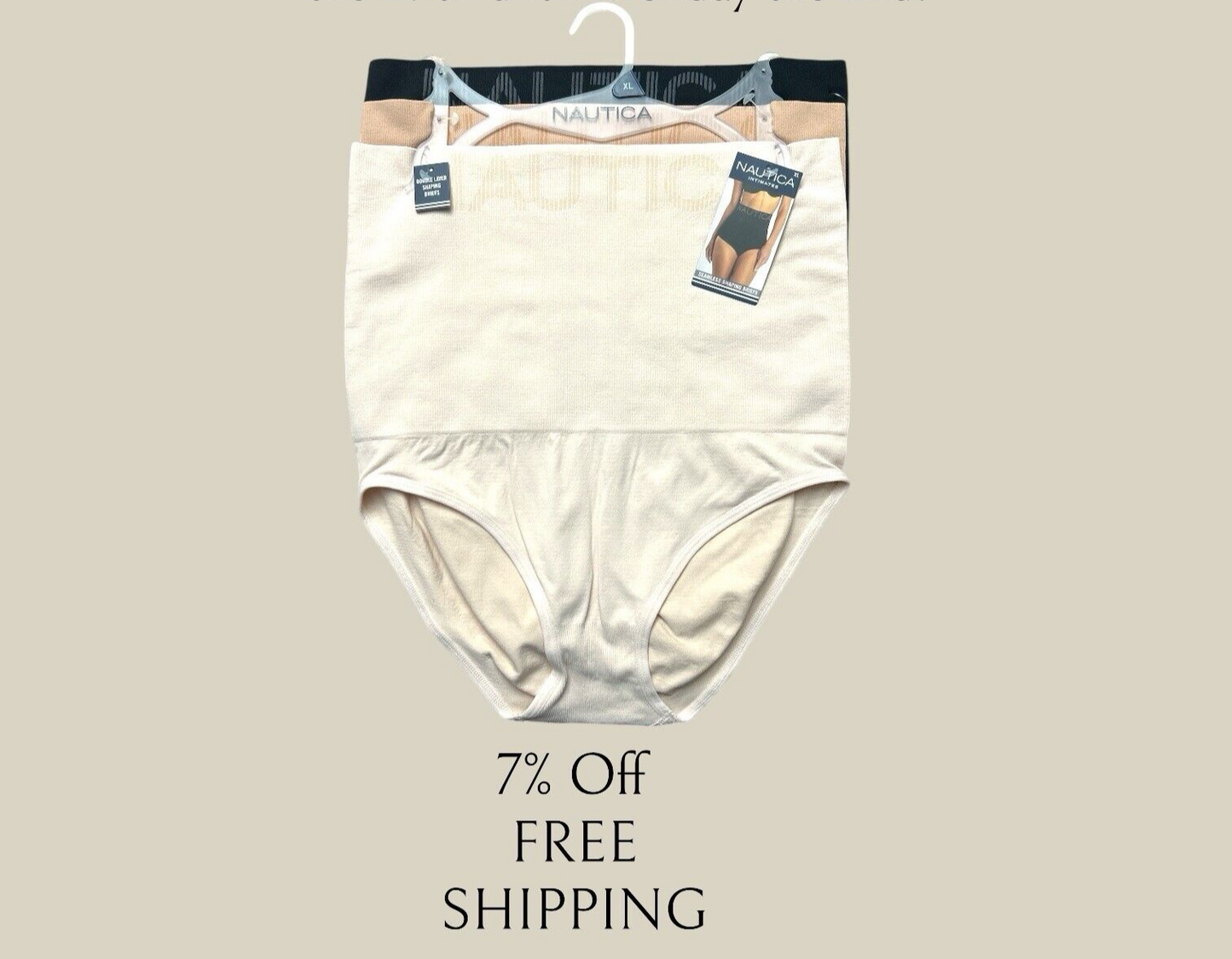 NAUTICA Women’s Seamless Shaping Briefs Sz XL (14/16) Multi Colors Pkg/3~NT5398