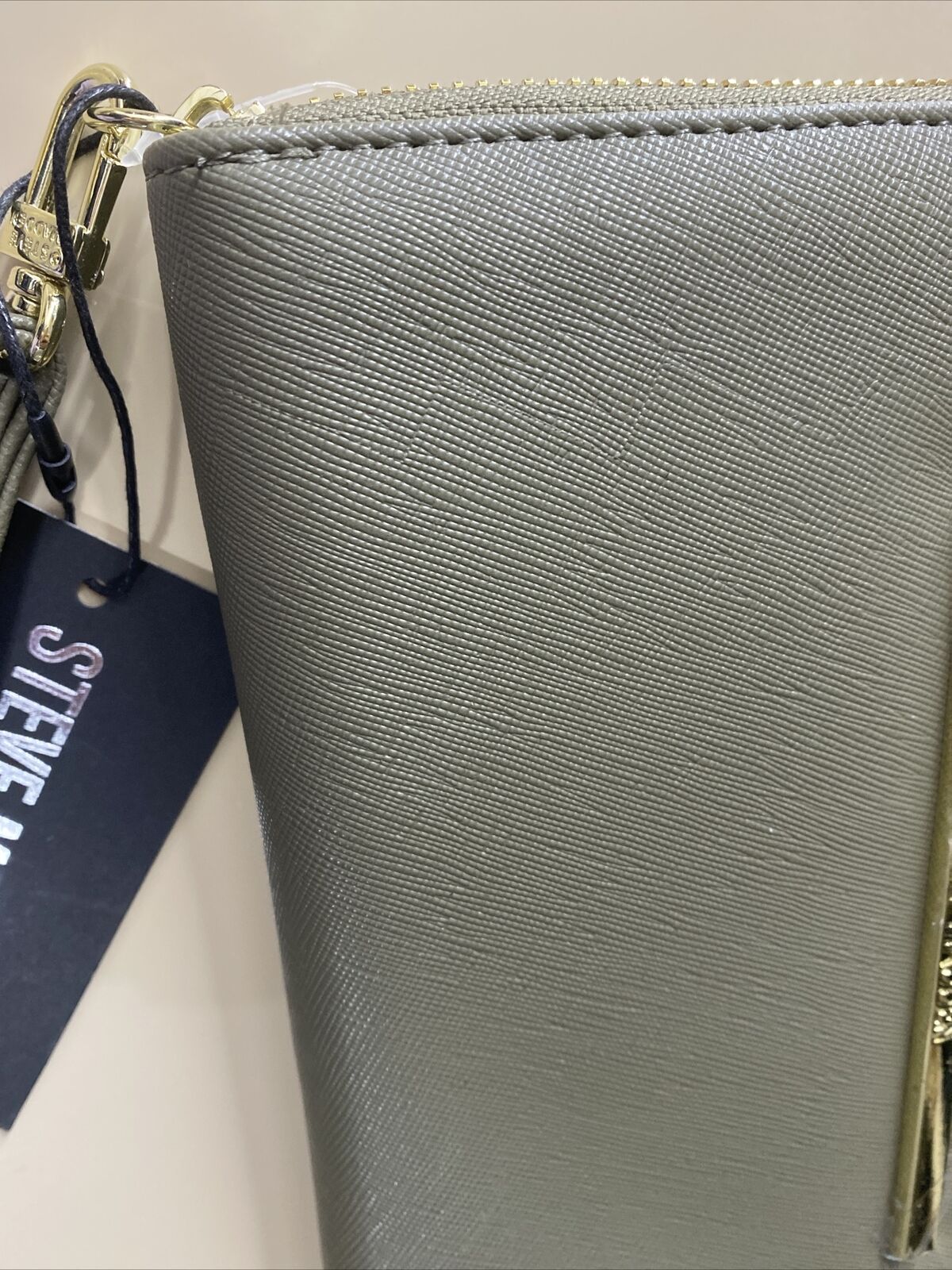 STEVE MADDEN WALLET WRISTLET SAGE SOFT TEXTURE ZIP AROUND MADDEN STYLE!!!!