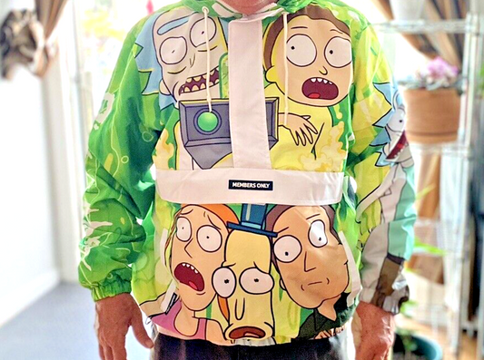 Rick and Morty Members Only Pullover Windbreaker Jacket Sze. Medium ~SUPER COOL!