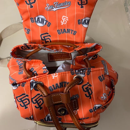 Dooney And Bourke Orange with Giants Print Medium Backpack BNYGI382T