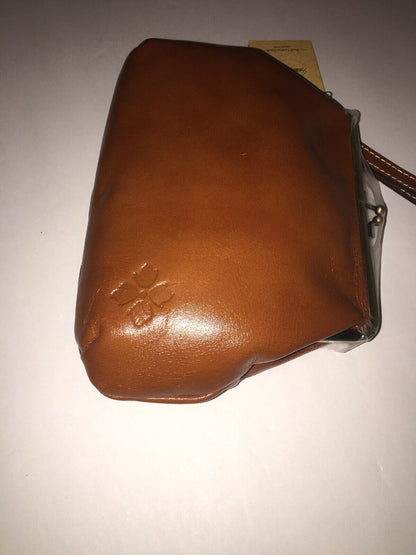 PATRICIA NASH~Savena Burnished Brown Leather Wristlet ~Gold Kiss Lock ~FANCY!!!