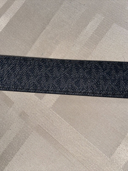 MICHAEL KORS BELT BLACK TO BLACK MK LOGO TWIST REVSESIBLE SILVER BUCKLE MSRP $58