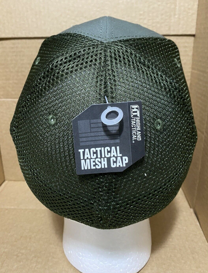 Highland Tactical Hat Khaki Green With Distressed American Flag