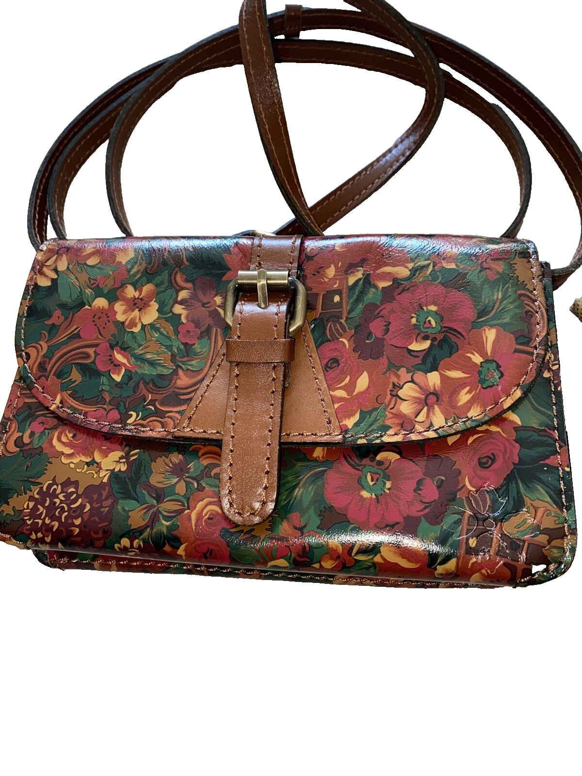 Patricia Nash~TORRI Floral Leather XBDY Purse Clutch~RUSTIC NATURE~NWT CUTE 🌺